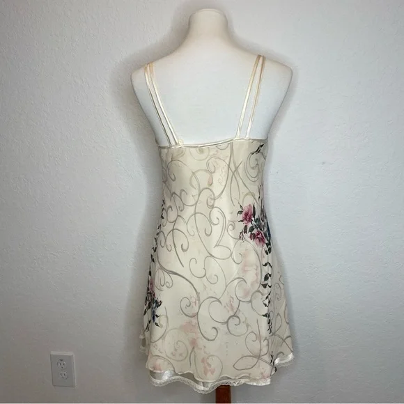 Inner Most Cream and Pink Floral Chemise with Lace Trim Vintage - Picture 3 of 10